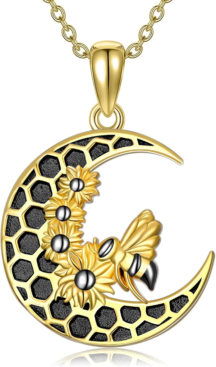 Dragonfly Necklace 925 Sterling Silver Dragonfly/Sunflower Bee Pendant Necklace Dragonfly with Blue Circle Crystal Dragonfly Jewelry Gifts as Holiday Christmas Gifts for Women