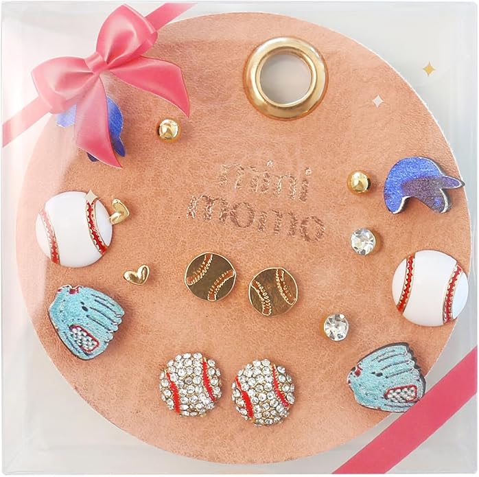 Sports Earring Set for Women Multi Pairs Assorted Multipack - Stud Earrings Jewelry Gift for Sports Mom Football, Baseball, Basketball, Soccer Team