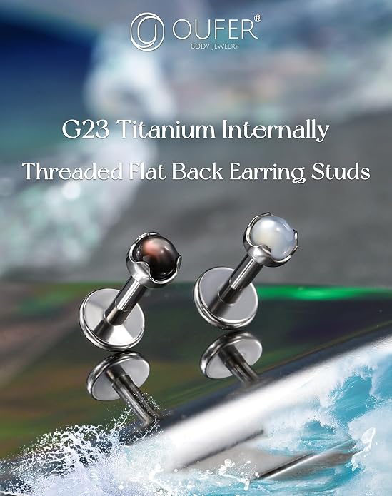 OUFER Cute Kitten Helix Piercing, Silver 16G Helix Earrings Flat Back Internally Threaded Helix Cartilage Piercing Jewelry for Women Men-8MM-6MM