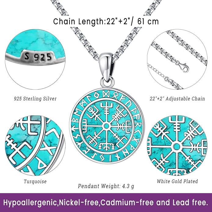 Eusense Viking Jewelry for Men Women Sterling Silver 925 Mjolnir Thors Hammer Pendant Celtic Cross Necklace Wolf Odin Raven Freya Goddess Norse Pagan Compass Vegvisir Yggdrasil Nordic Viking Necklaces Gifts