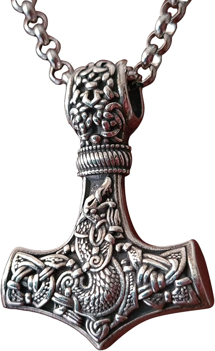 Baldur Jewelry - Thors Hammer Necklace Pendant Mjölnir - Viking Norse Thor Hammer Pendant Viking Jewelry - Thor Necklace - Thor Gifts for Men - Viking Necklace for Men