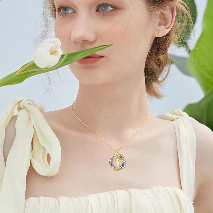 TOUPOP Tree of Life Necklace Gifts for Women 925 Sterling Silver Family Tree Pendant with Crystal Birthday Irish Jewelry Gifts for Women Her Wife Mom
