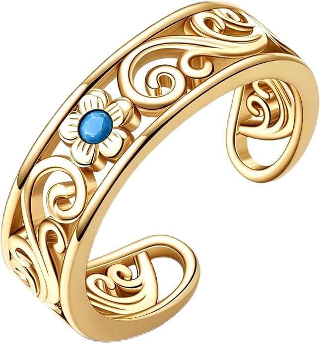 Boho Toe Rings for Women Adjustable Open Flower Foot Rings Summer Beach Jewelry Gifts for Women