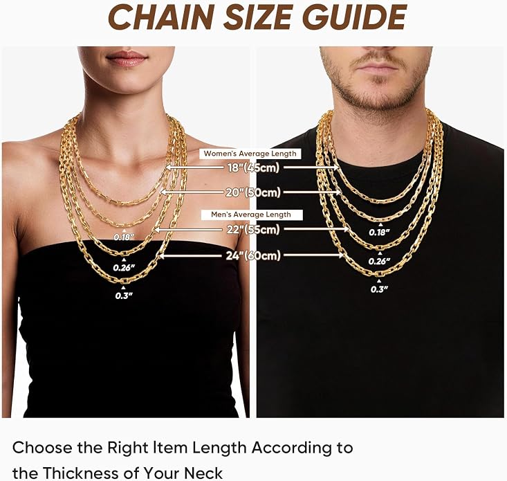 VNOX Paperclip Necklace for Men Women, 4.5/6.5/7mm Solid Diamond-Cut Chunky Stainless Steel Anchor Link Chain Mens Necklaces Jewelry Gifts, 18/20/22/24 Inchs