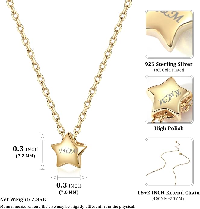 ChicSilver 925 Sterling Silver Cross/Heart/Butterfly/Star/Moon Necklace for Women, Hypoallergenic Dainty Small Silver Pendant Necklaces (with Gift Box)
