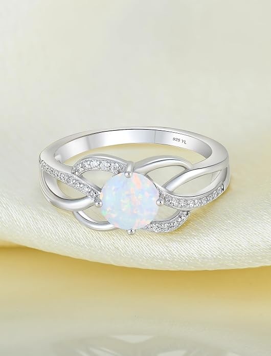YL Celtic Knot Rings 925 Sterling Silver Twisted Ring Cubic Zirconia Infinity Statement Jewelry for Women