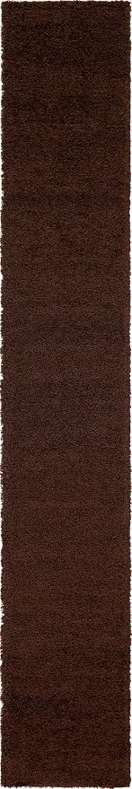 Unique Loom Solid Shag Collection Area Rug (2' 6" x 16' 5" Runner, Chocolate Brown)
