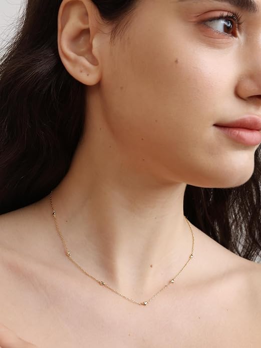 FRUMOS Gold Plated Necklace for Women, Dainty Layered Chain Necklace, Fashion Jewelry for Daily Wear