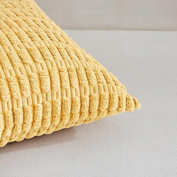 Fancy Homi 4 Packs Decorative Throw Pillow Covers for Living Room Couch Bed, Modern Farmhouse Boho Home Décor Accent Cushion Case, 16" x 16", Yellow