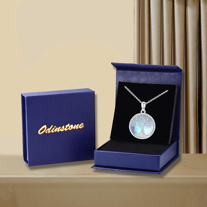 Odinstone Tree of Life Necklace, Sterling Silver Pendant for Women Family Tree Necklaces Jewelry for Mom/Wife/Grandma(With Fine Gift Box)