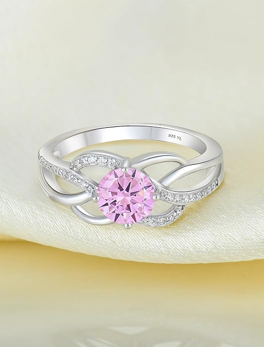 YL Celtic Knot Rings 925 Sterling Silver Twisted Ring Cubic Zirconia Infinity Statement Jewelry for Women
