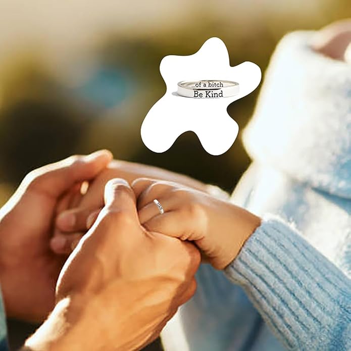 Be Kind Ring, Be Kind of a Bitch Ring Be Kind... Of A Bitch Ring Stainless Steel Engraved Band Friendship Ring Inspirational Motivational Funny Ring Jewelry Gift for Sorority Sisters Friends Anniversary Birthday