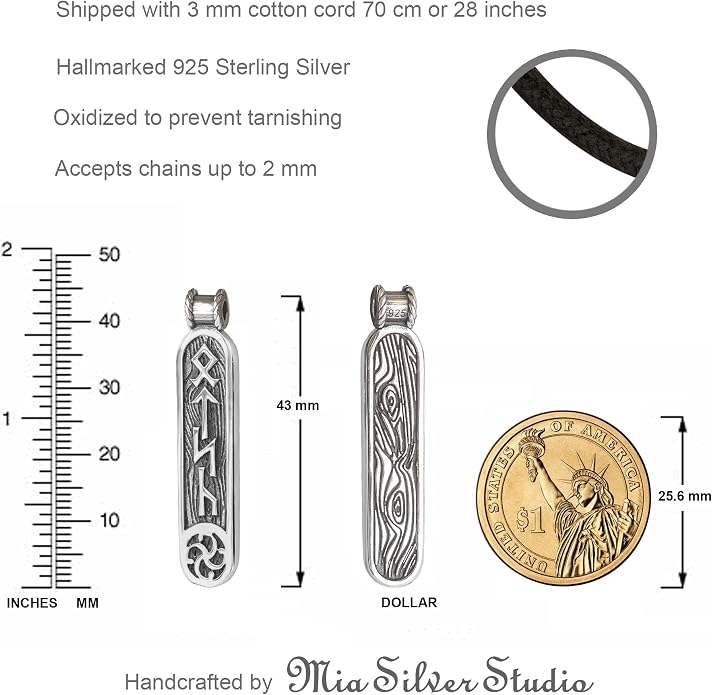 Viking Rune Formula Pendant Necklace for Men Women - 925 Sterling Silver - Norse Nordic Celtic Jewelry - Runes Protection Amulet - Matching Necklaces for Couples - Handmade