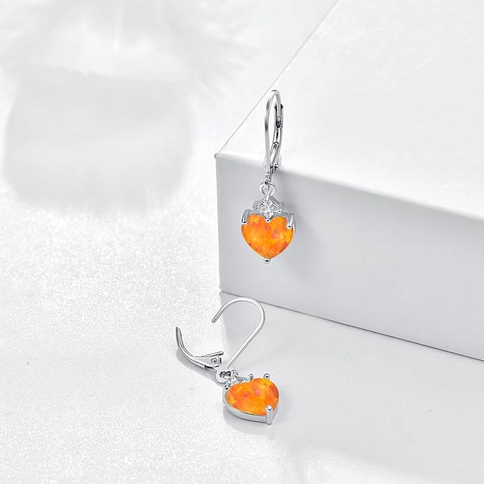 Teardrop Leverback Drop Dangly Earrings, 925 Sterling Silver with Opal/Moonstone Hypoallegenic for Sensitive Ears Jewelry Gift for Women Girlfriend with Gift Box