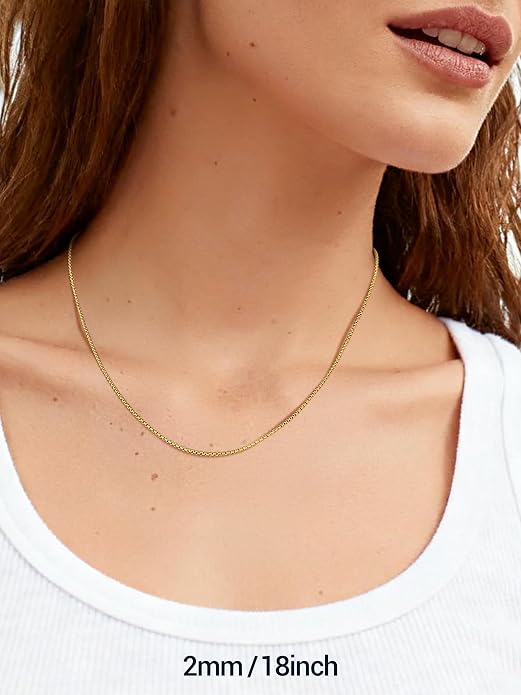 PROSTEEL Squre Rolo Link Chains, Stainless Steel/18K Gold/Black Necklace,2mm/3mm/6mm/8mm Width, Strong Lobster Clasp & Durable Chain for Mens Womens Jewelry,18"-30",with Gift Box