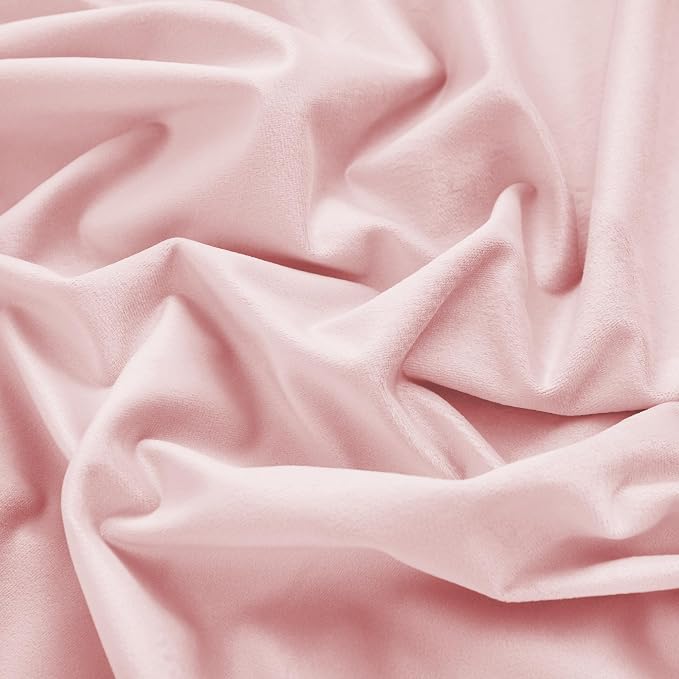 RYB HOME Baby Pink Velvet Curtains 96 inches, Back Tab Soft Fabric Room Darkening Thermal Insulated Luxurious Home Decor Curtains for Living Room Bedroom, W 52" x L 96", 2 Panels Set