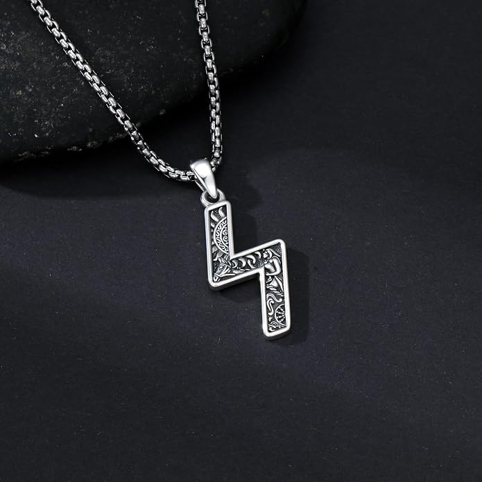 ROMANTICWORK Viking Necklace for Men 925 Sterling Silver Viking Pendant Necklace Amulet Jewelry for Father Husband Birthday Christmas
