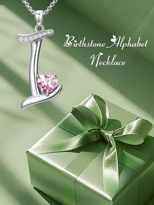Birthday Gifts for Women Alphabet A to Z Initial Birthstone Pendant Necklaces for Women - 18k White Gold Plated Personalized Name Jewelry Anniversary Graduation Gifts for Wife Her Daughter Girlfriend(with Gift Box)