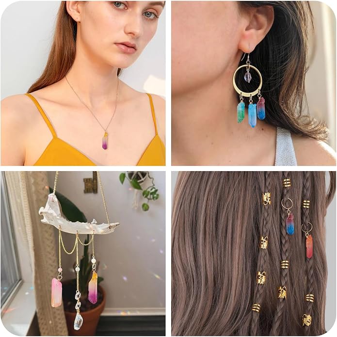 20Pcs Natural Dyed Quartz Stone Pendants with Copper Wire Assorted Irregular Stones Crystal Healing Gemstone Charms for Jewelry Making Necklace Earring DIY Craft