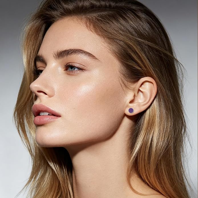 JMLOON 12 Pairs Enamel Flat Back Stud Earrings Surgical Stainless Steel Round Heart Star Square Hexagon Screw Back Stud Earrings