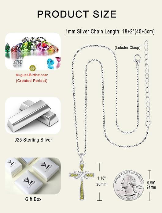 YL 925 Sterling Silver Cross Necklace for Women Halo Infinity Pendant Cubic Zirconia Jewelry for Mom