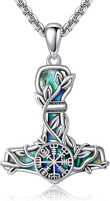 Viking Compass Necklace Sterling Silver Runes Vegvisir Pendant Necklace Mothers Day Jewelry Gift for Women Mom