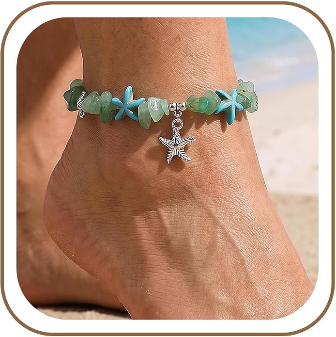 Anklet Bracelets for Women Boho Beaded Layered Ankle Bracelets Stack Summer Beach Waterproof Jewelry