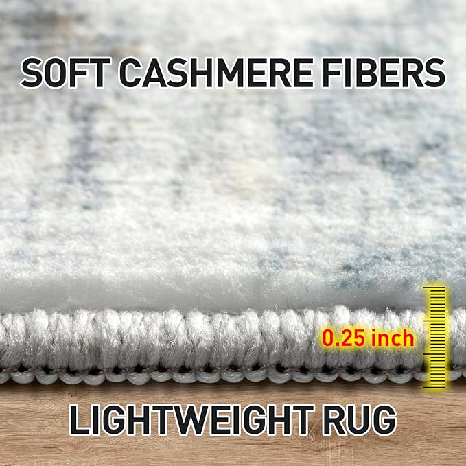 10x14 Area Rugs Washable Rug: Modern Abstract Living Room Rug Soft Anti-Skid Thin Carpet Indoor Floor Non-Shedding Carpets for Bedroom Dining Room Farmhouse Nursery Home Office Blue Multi
