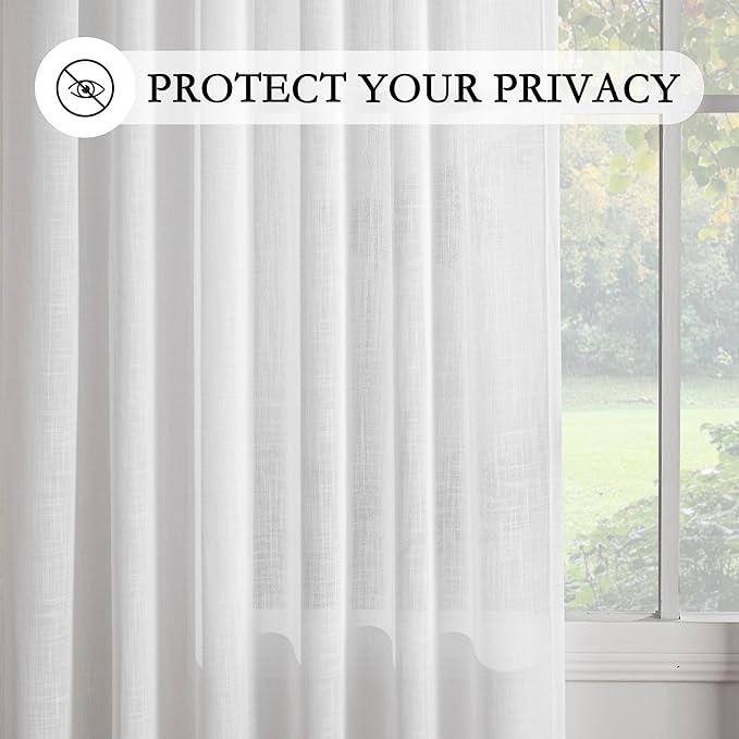 MYSKY HOME White Curtains for Bedroom Liivng Room 84 Inches Long 2 Panels Set, Semi Sheer Window Curtains & Drapes Soft Light Filtering Curtain for Doorways Sliding Glass Door, 50" Wide, White, 2 PCs