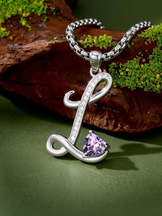 Birthday Gifts for Women Alphabet A to Z Initial Birthstone Pendant Necklaces for Women - 18k White Gold Plated Personalized Name Jewelry Anniversary Graduation Gifts for Wife Her Daughter Girlfriend(with Gift Box)