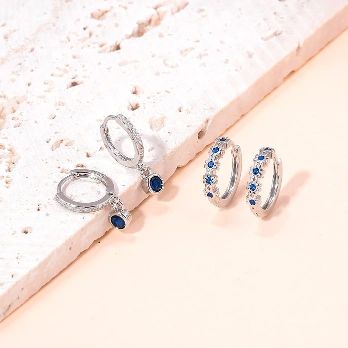 CiNily Small Hoop Earrings for Women Girls Flower Cubic Zirconia Huggie Earrings Hypoallergenic 14K Yellow Gold Plated Cartilage Earrings