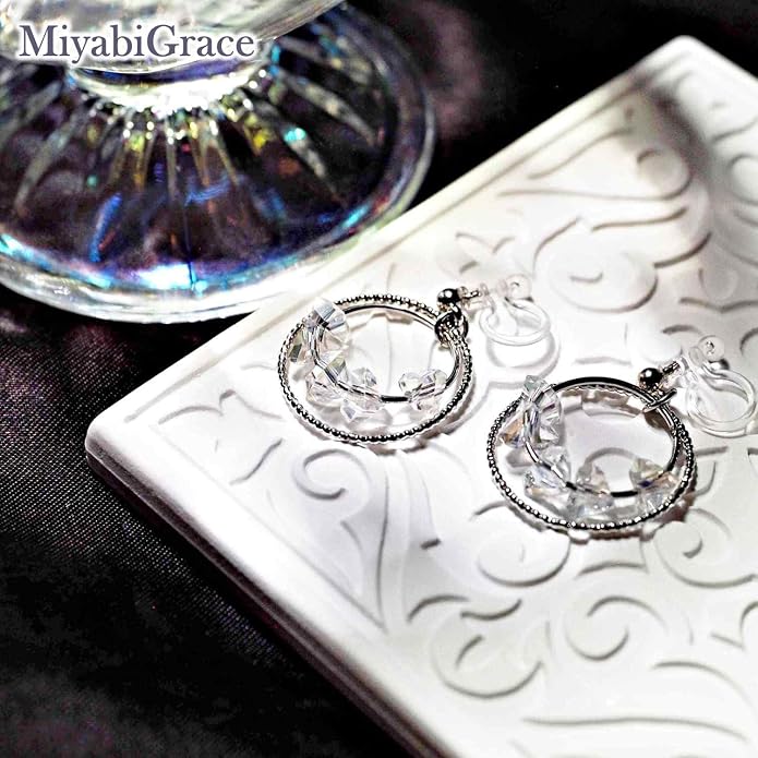 Dangle Silver Invisible Clip On Earrings for Women Not Pierced Gold Crystal Rhinestone Comfortable Hoop Fringe Long Chain Clip On Earrings