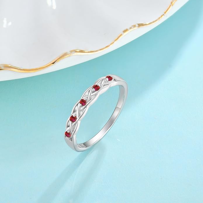 Infinity Celtic Knot Ring 925 Sterling Silver Twisted Knot Birthstone Ring Statement Rings for Women Size 5-10