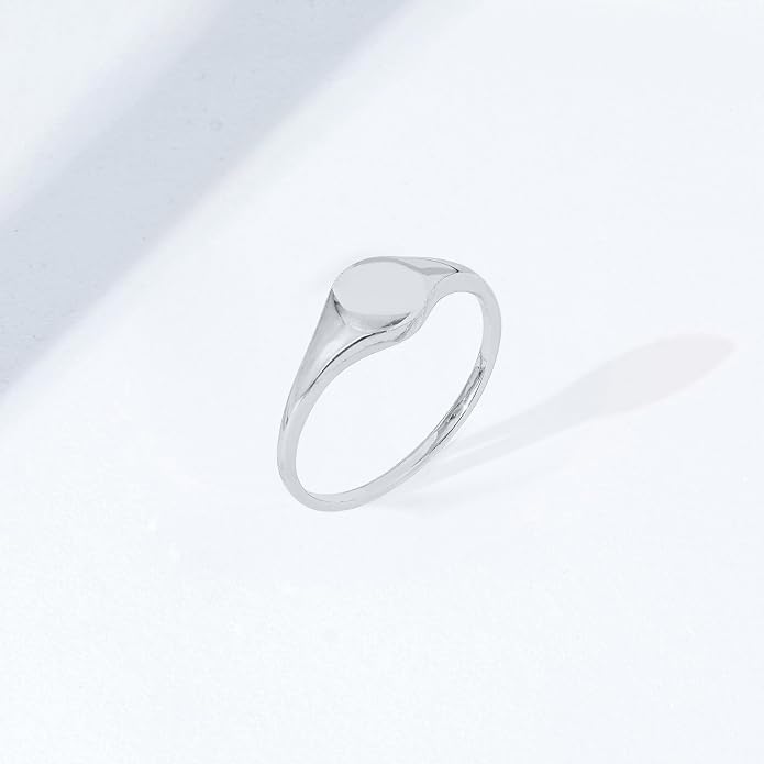 Amazon Essentials 14K Plated Sterling Silver Round Signet Ring