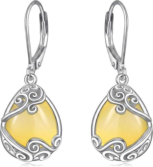 Teardrop Tree of Life/Filigree Earrings for Women Dangle Leverback Earrings Jewelry Gift Anniversary For Her