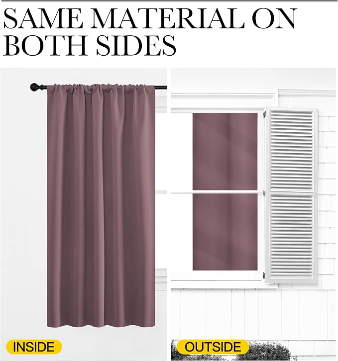 NICETOWN RV Blackout Curtains for Camper Windows, Dry Rose, 29" Wide by 40" Long, 2 PCs, Short Blackout Curtains & Drapes, Thermal Insulated Blackout Curtain Panels for Kids Room, Play Room