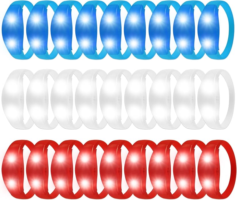 30 Pcs LED Glow Sound Activated Flashing Light Up for New Years Eve Glow in the Dark Party Supplies Christmas Party Favors Birthday Gift Carnival Concerts Night Events