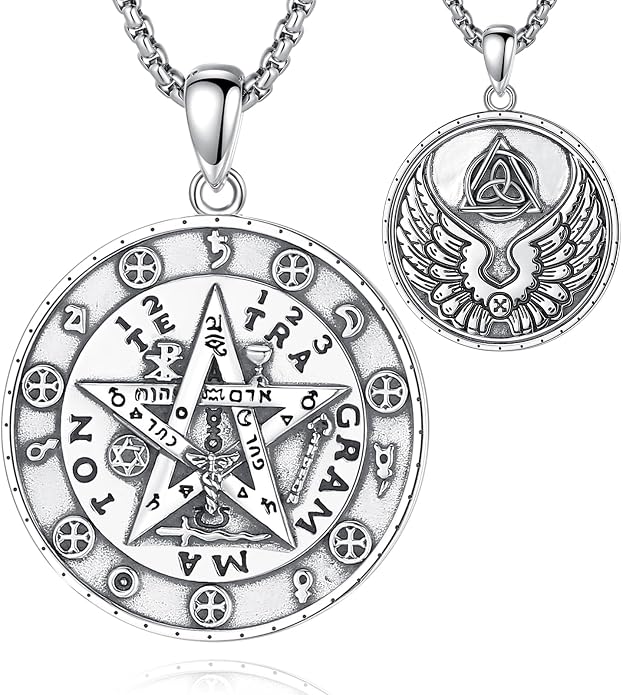 AEONSLOVE Tetragrammaton De Plata 925 Sterling Silver Tetragrammaton Necklace/Metatron Cube Pendant Amuleto De Proteccion Gifts for Women Men