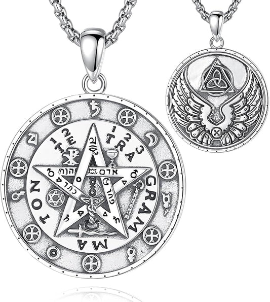 AEONSLOVE Tetragrammaton De Plata 925 Sterling Silver Tetragrammaton Necklace/Metatron Cube Pendant Amuleto De Proteccion Gifts for Women Men