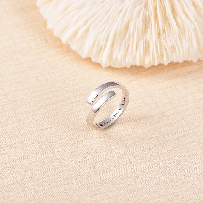 BEILIN 925 Sterling Silver Inspirational Jewelry Rings Adjustable Ring Personality Encouragement Gift for Teens Women