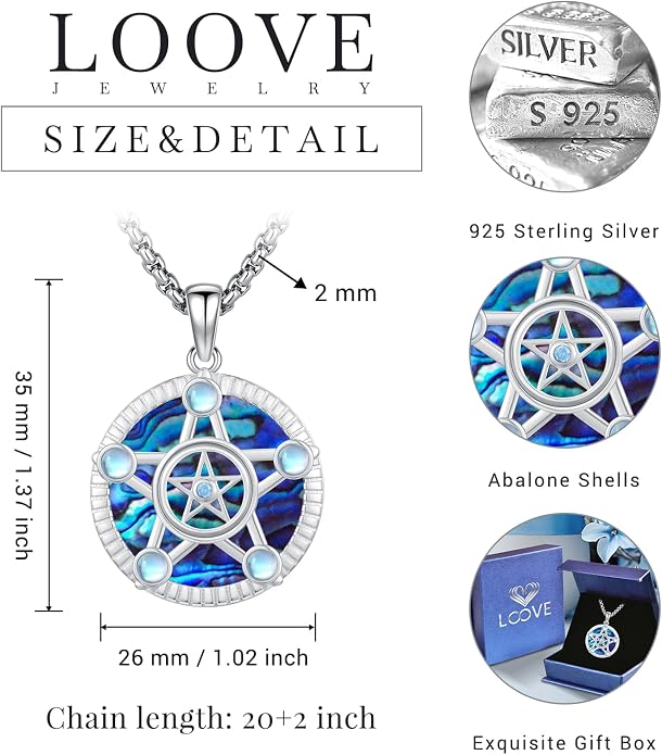 Pentagram/Celtic Knot/Witches Knot/Santa Muerte/Triple Moon Goddess/Baphomet/Hecate Necklace Sterling Silver Magic Wiccan Amulet Pagan Jewelry for Women Men
