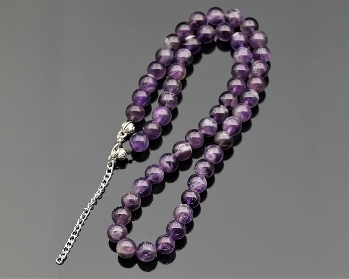 Natural Gemstone Beaded Choker Necklace | 8mm Handmade Adjustable Jewelry for Men & Women | Chakra Balancing Crystal Necklace | Spiritual Gift | Macrame Cord with Extender