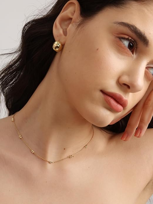 FRUMOS Gold Plated Necklace for Women, Dainty Layered Chain Necklace, Fashion Jewelry for Daily Wear