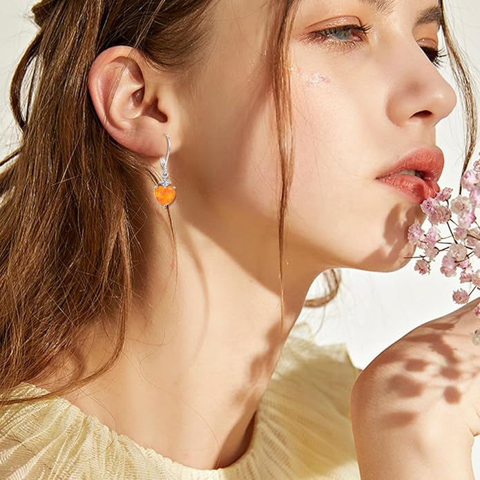 Teardrop Leverback Drop Dangly Earrings, 925 Sterling Silver with Opal/Moonstone Hypoallegenic for Sensitive Ears Jewelry Gift for Women Girlfriend with Gift Box