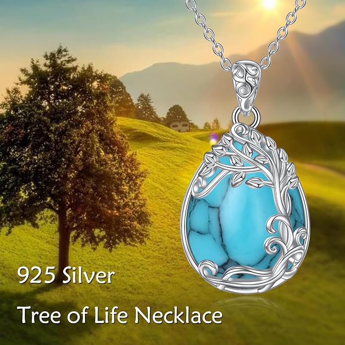 YAFEINI 925 Sterling Silver Moonstone Necklace Filigree Teardrop Pendant Necklace Jewelry for Women Girls