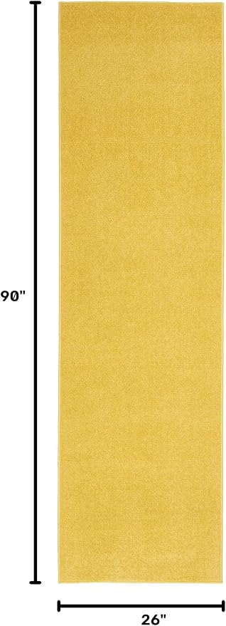 Nourison Home Nourison Essentials Yellow 2'2" x 7'6" Area Rug - Easy Clean, Non Shedding, Bed Room, Living Room, Dining Room, Kitchen (8' Runner)