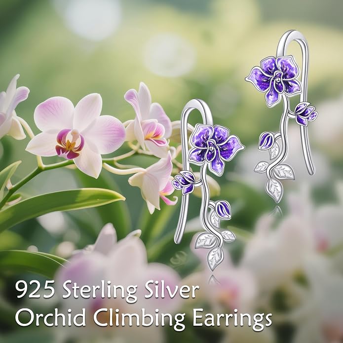 leaf/cherry blossom/purple orchid/celtic knot earrings Ear Climber Crawler Cuff Sterling Silver Wrap Earrings for Women