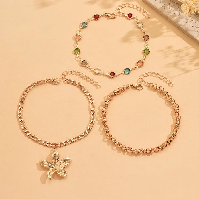 Anklet Bracelets for Women Boho Beaded Layered Ankle Bracelets Stack Summer Beach Waterproof Jewelry