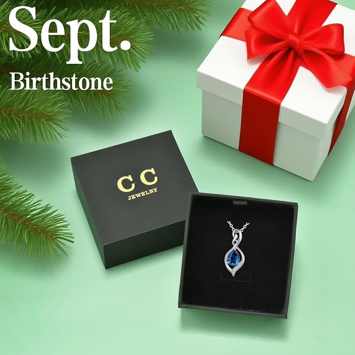 Infinity Birthstone Necklace for Women 925 Sterling Silver Dainty Infinity Pendant Jewelry Birthday Mothers Day Gifts for Mom Women Wife
