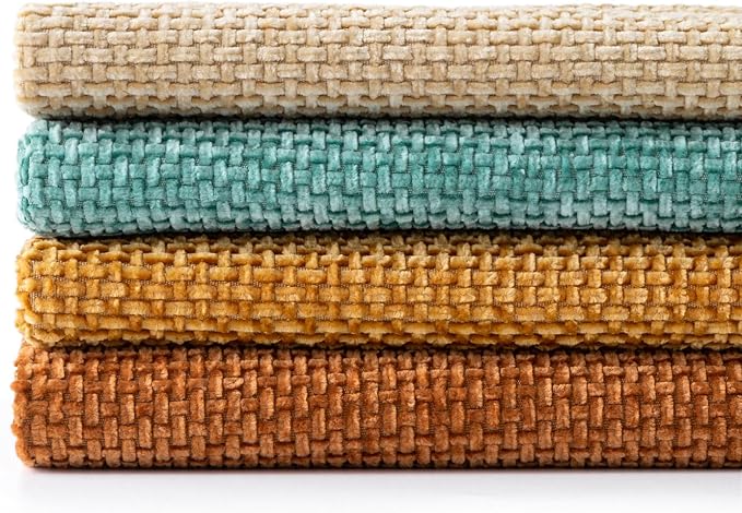 MIULEE Pack of 4 Orange/Teal Couch Throw Pillow Covers 18x18 Inch Yellow Green Soft Decorative Chenille Pillows Farmhouse Accent Cushions for Boho Fall Home Decor Sofa Bedroom Living Room